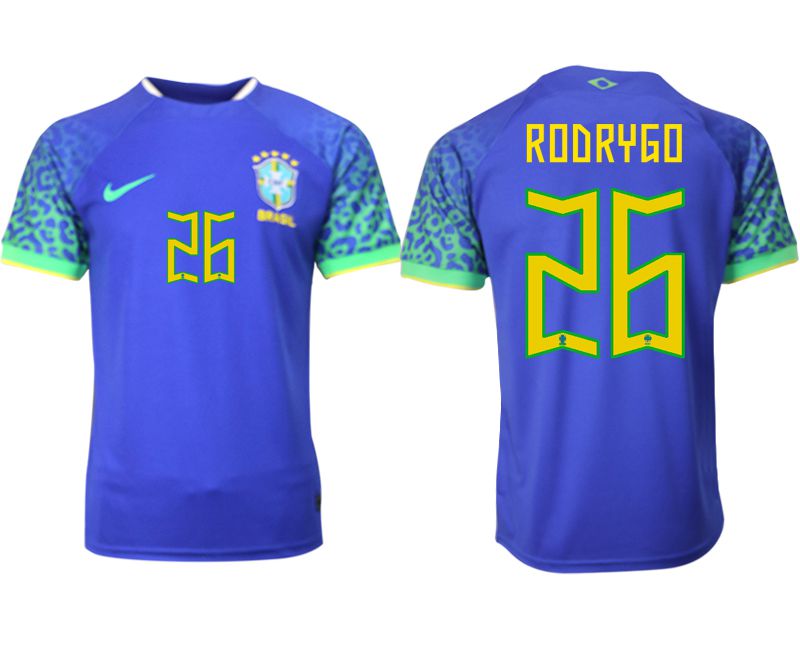 Men 2022 World Cup National Team Brazil away aaa version blue 26 Soccer Jersey